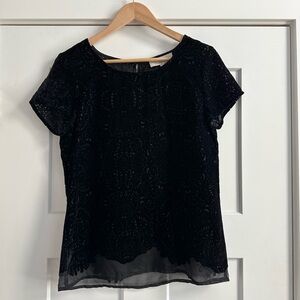 LOFT Velvet Lace Pattern Blouse